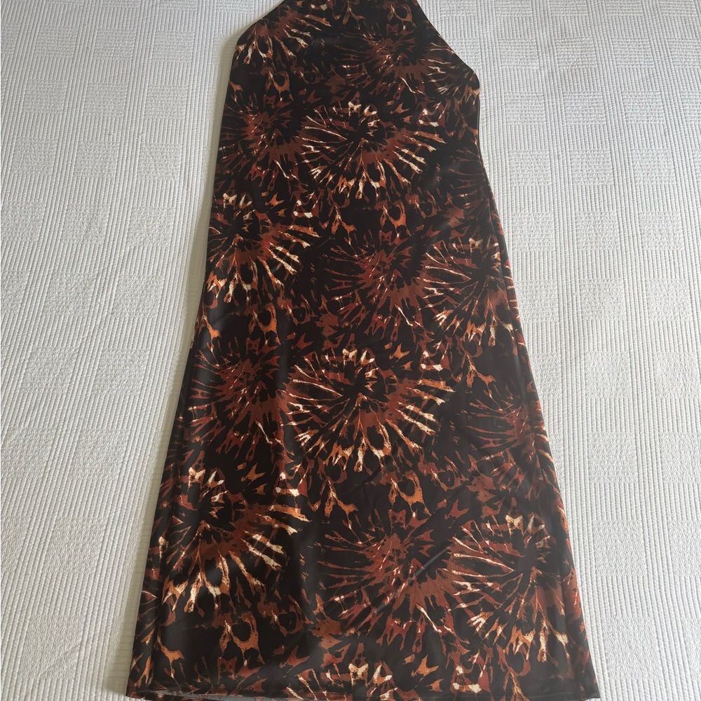 Banana Republic Brown and Orange Sheath Dress Sleeveless Halter